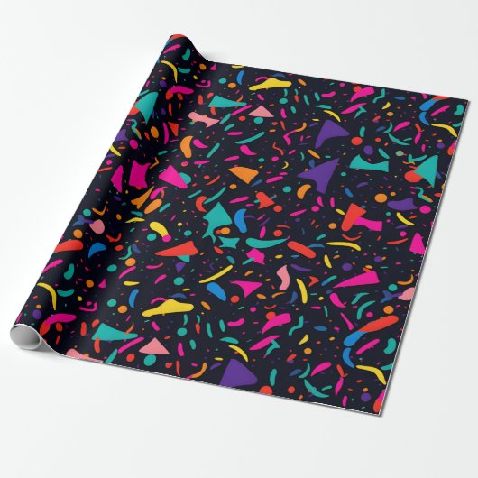 90's Style Confetti Wrapping Papier cadeauverpakki (Uitgerold)