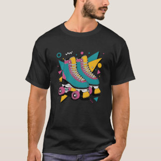 90s Style Roller Skates with Geometric Pop Art fun T-shirt