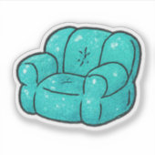 90s Teal Glitter Bubble Stoel Kiss Cut Sticker (Voorkant)