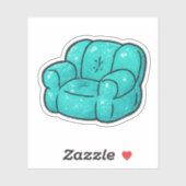 90s Teal Glitter Bubble Stoel Kiss Cut Sticker (Vel)