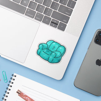 90s Teal Glitter Bubble Stoel Kiss Cut Sticker