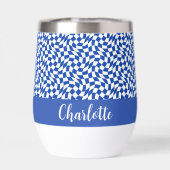 90's thema blauwe geruite naam monogram (Achterkant)
