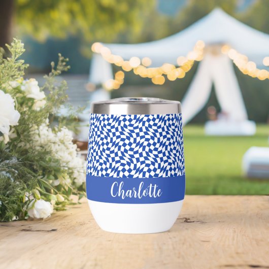 90's thema blauwe geruite naam monogram (Bruiloft (Gedraaid) )