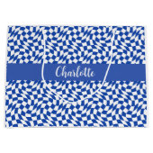 90's thema blauwe geruite naam monogram groot cadeauzakje (Voorkant)