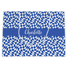 90's thema blauwe geruite naam monogram groot cadeauzakje