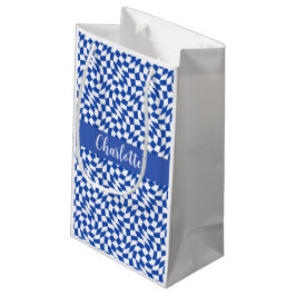 90's thema blauwe geruite naam monogram klein cadeauzakje