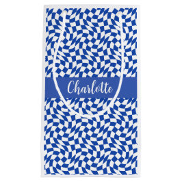 90's thema blauwe geruite naam monogram klein cadeauzakje
