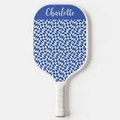 90's thema blauwe geruite naam monogram pickleball paddle (Voorkant)