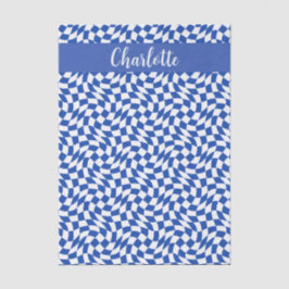 90's thema blauwe geruite naam monogram tissuepapier