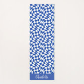 90's thema blauwe geruite naam monogram yogamat (Voorkant)