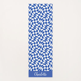 90's thema blauwe geruite naam monogram yogamat