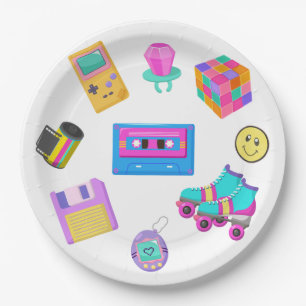 90s Thema Retro Verjaardagsfeestje Papier Borden Papieren Bordje