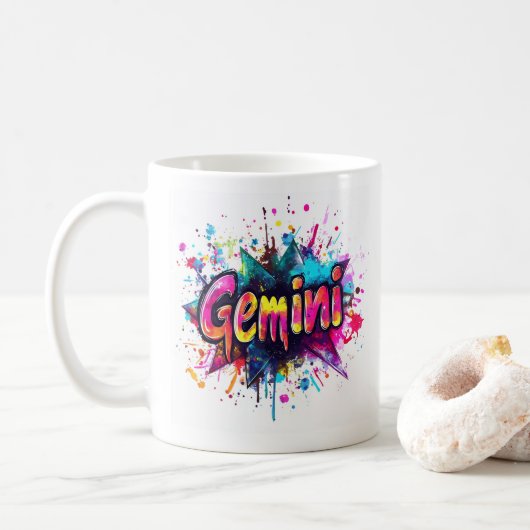90s Throwback Gemini: Splatter Paint Mok (Met donut)