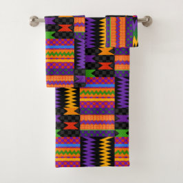 90's Throwback Kente Pattern-ontwerp Bad Handdoek