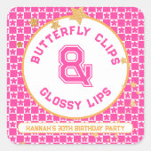 90s Throwback Lip Gloss Party Favor Vierkante Sticker (Voorkant)