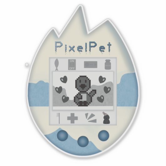 90s Throwback - Pixel Pet Penguin Digitale Pet (Bu Sticker (Voorkant)