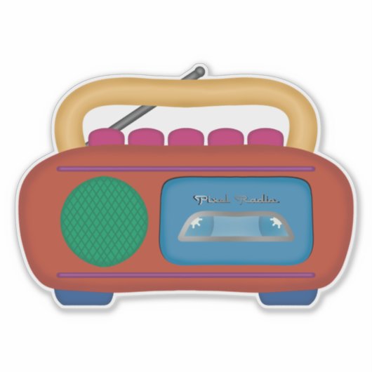 90s Throwback - Pixel Radio Cassette Player Radio Sticker (Voorkant)