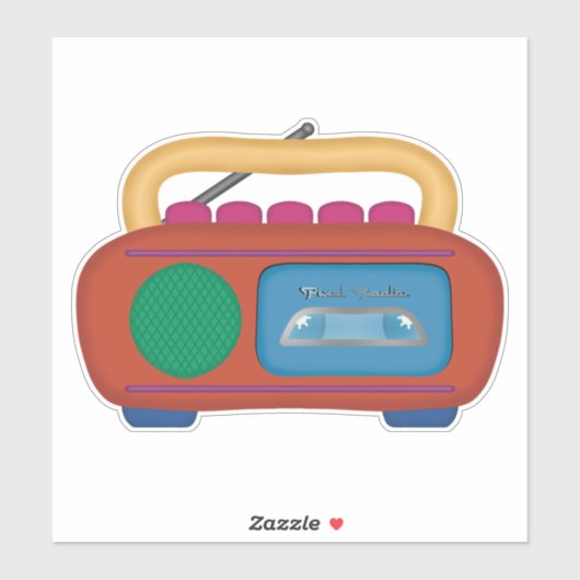 90s Throwback - Pixel Radio Cassette Player Radio Sticker (Vel)