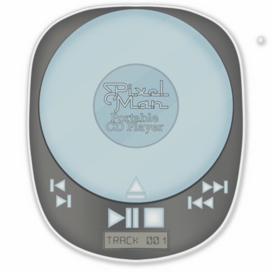 90s Throwback - PixelMan Draagbare CD-speler Stick Sticker (Voorkant)