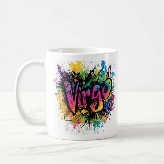 90s Throwback Virgo: Splatter Paint Mok (Links)