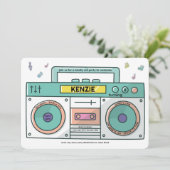 90's Totally Rad Boombox Music Thema Verjaardag Kaart (Staand voorkant)