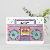 90's Totally Rad Boombox Music Thema Verjaardag Kaart (Staand voorkant)