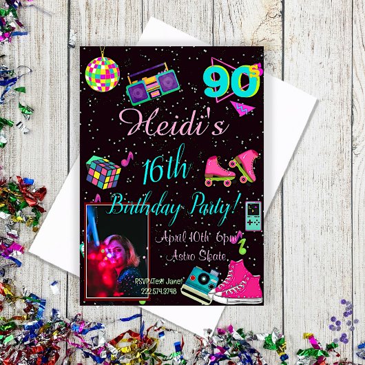 90's Uitnodiging, Foto terug naar de jaren '90, Kaart