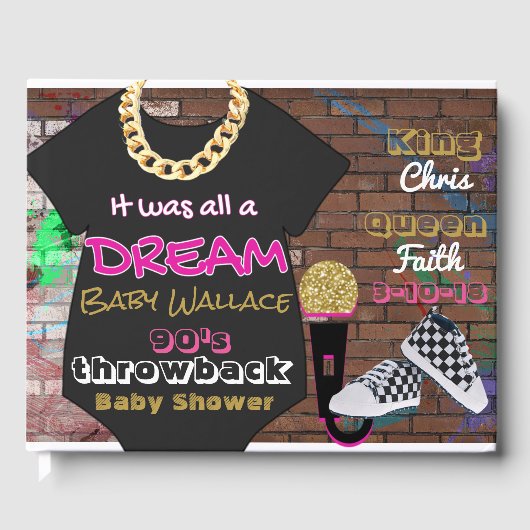 90's Urban Hip Hop|Roze & Goud Baby shower Gastenboek (Voorkant)