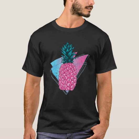 90s Vaporwave Tropical Summer Fruit Synthwave Pine T-shirt (Voorkant)