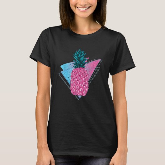 90s Vaporwave Tropical Summer Fruit Synthwave Pine T-shirt (Voorkant)