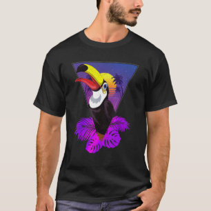 90s Vaporwave Tropische Palm Bomen Regenwoud Vogel T-shirt