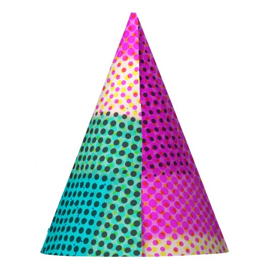 90s Verjaardag Retro stippen Rainbow Halftone Feesthoedjes (Achterkant)