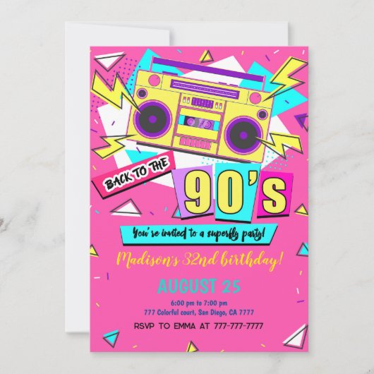 90s Verjaardag Uitnodiging (Voorkant)