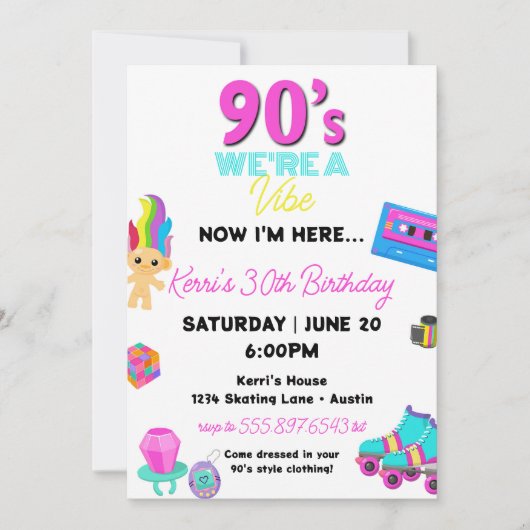 90s Verjaardag Uitnodiging Retro 30e Verjaardag (Voorkant)