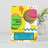 90s Verjaardagsfeest, Helder en Kleurrijk Kaart (Staand voorkant)