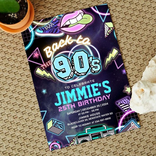 90s verjaardagsfeestje bewerkbare uitnodiging