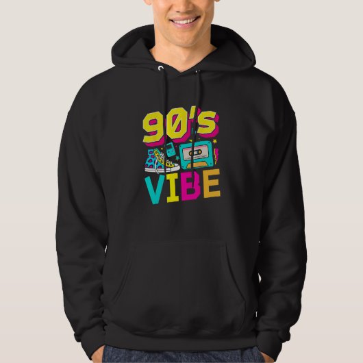 90s Vibe 1990s Fashion Nineties Theme For 90s Kids Hoodie (Voorkant)