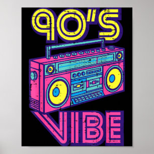 90s Vibe Boom Box Radio Retro Muziek Liefhebber Ma Poster