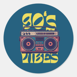 90's vibe Boombox Ronde Sticker