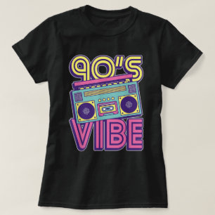 90s Vibe Retro Boombox Neon Esthetisch Design T-shirt