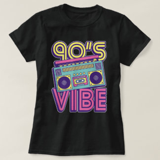 90s Vibe Retro Boombox Neon Esthetisch Design T-shirt