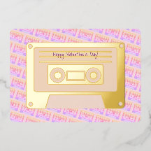 90s Y2k Cassette Roze Gelukkig Valentijnsdag Goud