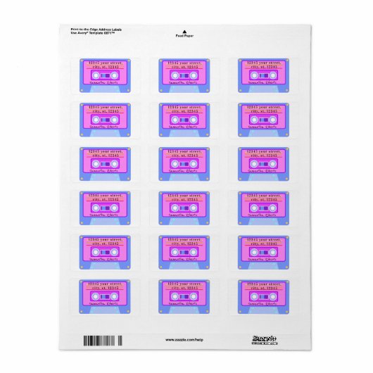 90's Y2k Leuke Pastel Cassette retouradres Etiket (Full Sheet)