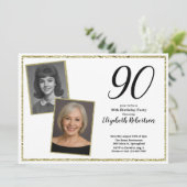 90ste aangepaste foto wit en goud kaart (Staand voorkant)