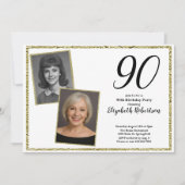 90ste aangepaste foto wit en goud kaart (Voorkant)