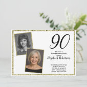 90ste aangepaste foto wit en goud kaart (Staand voorkant)