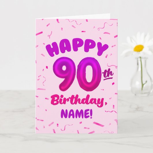 90ste ballon nummer aangepaste naam verjaardagskaa kaart (Kleine Plant)