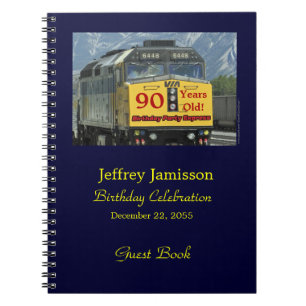 90ste Birthday Party Guest Book, Yellow Train Notitieboek