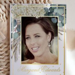 90ste bloemige blauwe elegante foto Verjaardag Folie Uitnodiging