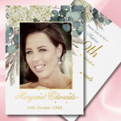 90ste bloemige blauwe elegante foto Verjaardag Folie Uitnodiging